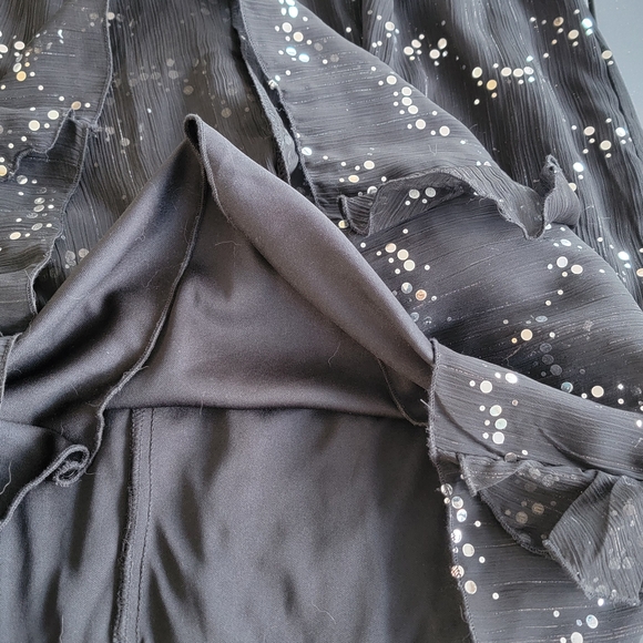 Takara Black Asymmetrical Skirt with Silver Sequin Dots Size Large - Picture 4 of 4